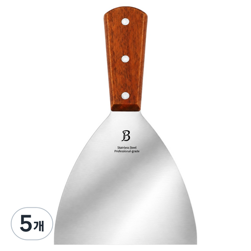 발룬피니 전문가용 우드핸들 스텐 스크래퍼 10cm, 혼합색상, 5개