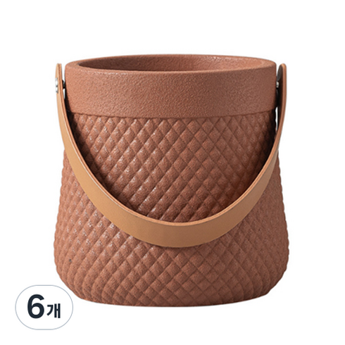 JCP 홈 데코 세라믹 퀼팅 핸드 화분, 브라운, 6개