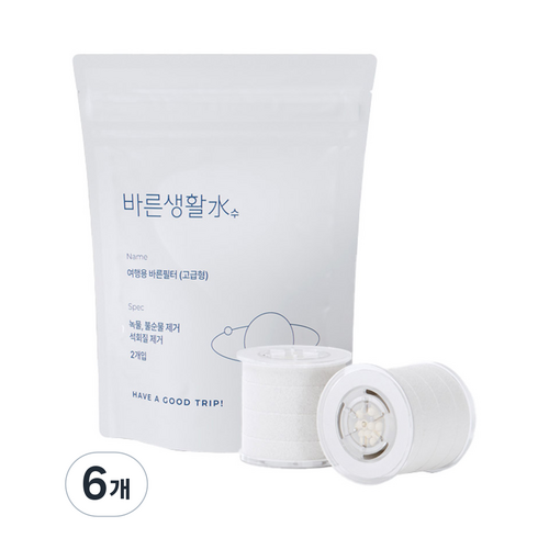 바른생활수 여행용 바른 샤워기필터 2p, 6개, 고급형