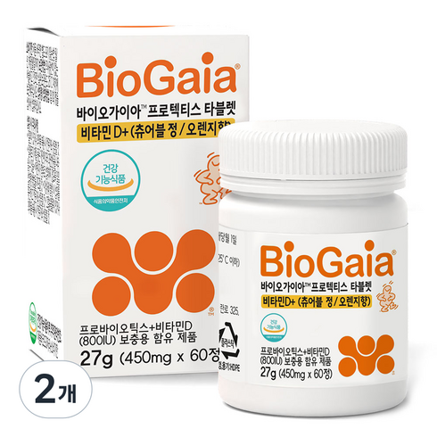 바이오가이아 프로텍티스 타블렛 프로바이오틱스 비타민 D 27g, 60정, 2개