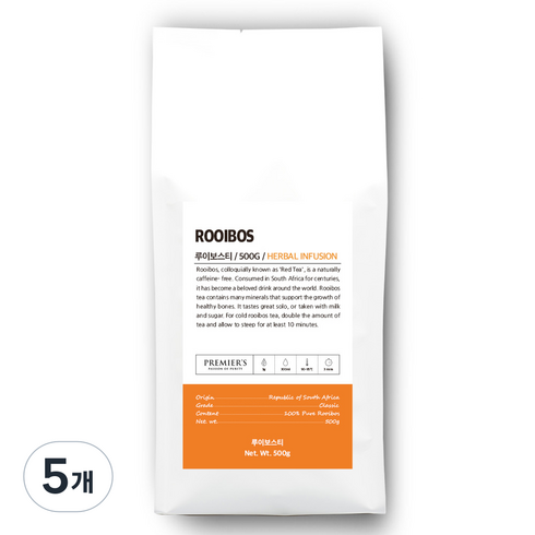 프리미어스 루즈티 루이보스 차, 500g, 5개, 1개입