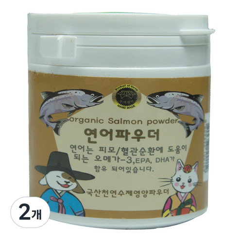 수제명가 반려동물 웰펫 연어파우더 영양제, 피부/피모, 100g, 2개