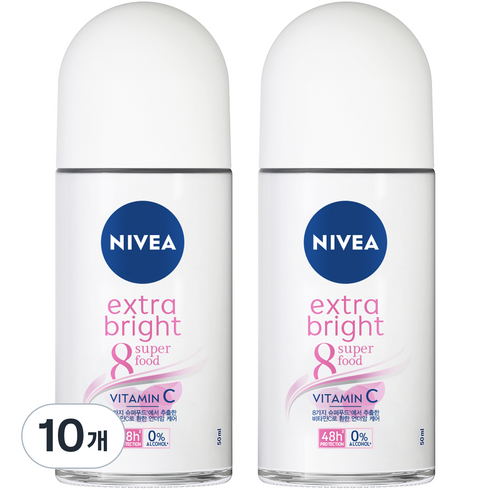 니베아 데오드란트 롤온 엑스트라 브라이트, 50ml, 10개