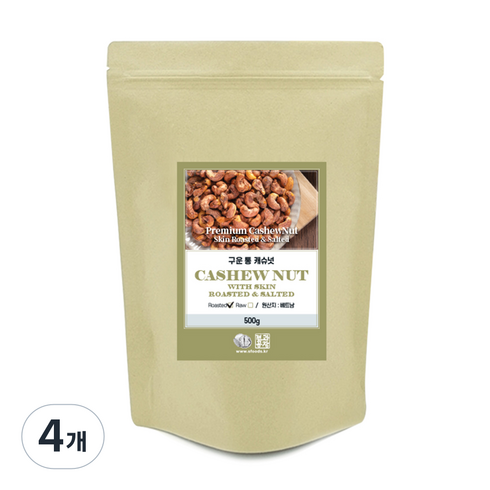 견과공장 구운 통 캐슈넛, 500g, 4개