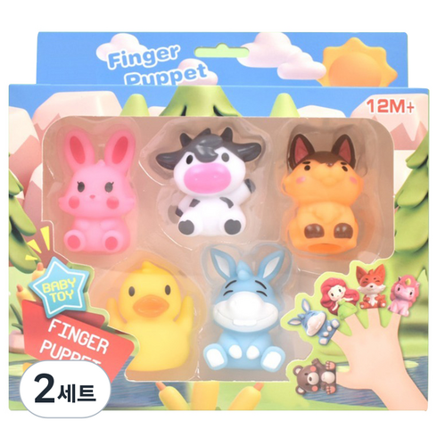 오즈토이 러버 손가락 인형 목욕놀이 SQ22002-6 동물B, 5개, 2세트