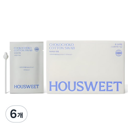 하우스윗 유아용 촉코촉코 면봉, 28개입, 6개