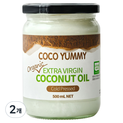 코코야미 유기농 엑스트라버진 코코넛 오일, 500ml, 2개