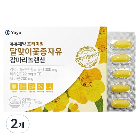 유유제약 프리미엄 달맞이꽃종자유 감마리놀렌산 114g, 120정, 2개