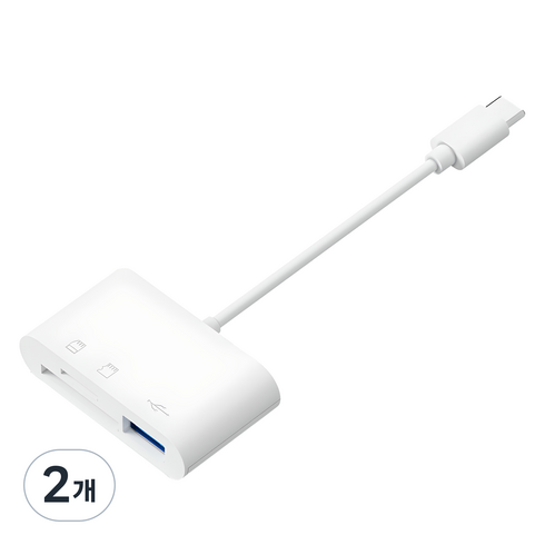 아이엠듀 C타입 3 in 1 USB TF SD카드 리더기, 화이트, 2개