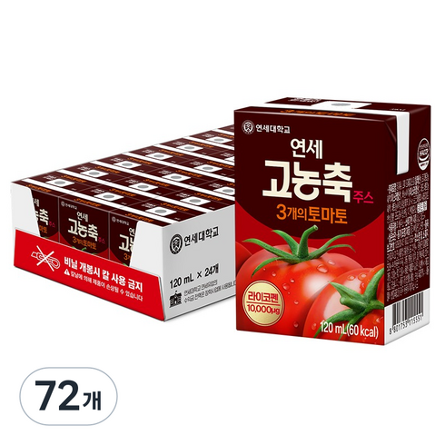 연세유업 고농축주스 3개의 토마토, 72개, 120ml