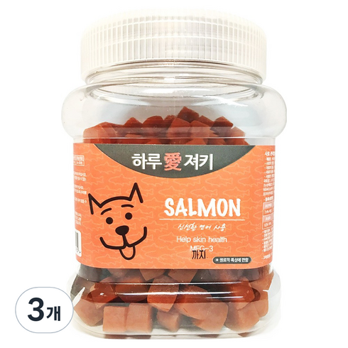 하루애져키 강아지 간식, 연어, 400g, 3개
