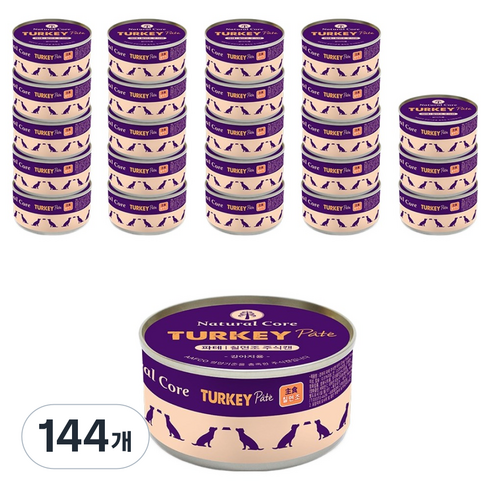 네츄럴코어 어덜트 강아지 파테 주식캔, 혼합맛(닭/칠면조), 85g, 144개