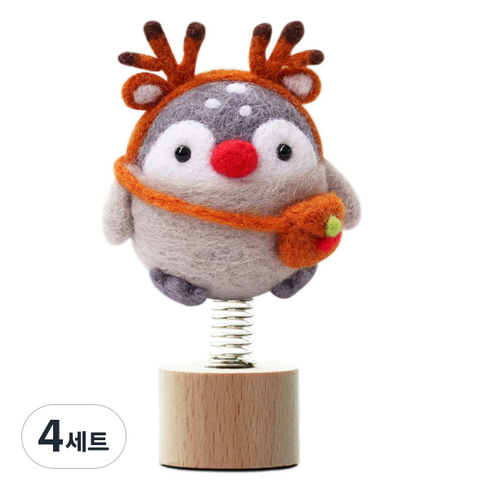 아트세상 양모 펠트 차랑용 펭귄 DIY 만들기 세트 루돌프 펭귄, 혼합색상, 4세트