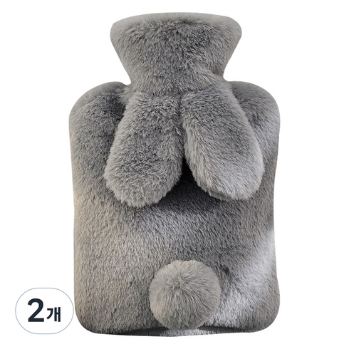 도림 깡충 토끼 보온 물주머니 500ml, 라이트그레이, 2개