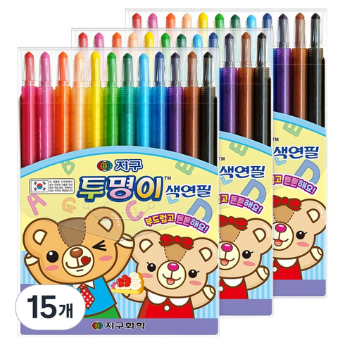 지구화학 투명이 색연필 세트, 12색, 15개