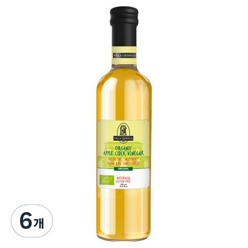 빌라그리멜리 유기농 애플사이다 비니거 식초, 6개, 500ml