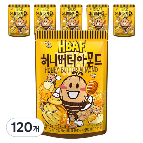 바프 허니버터 아몬드, 40g, 120개