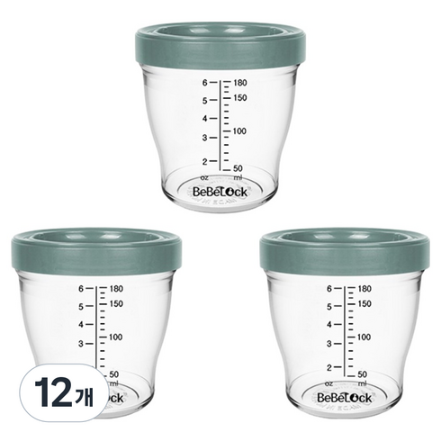 베베락 포네르 트라이탄 이유식 용기, 180ml, 블루그레이, 12개