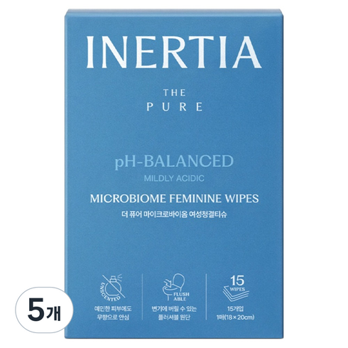 이너시아 더 퓨어 마이크로바이옴 여성청결티슈 15p, 78g, 5개