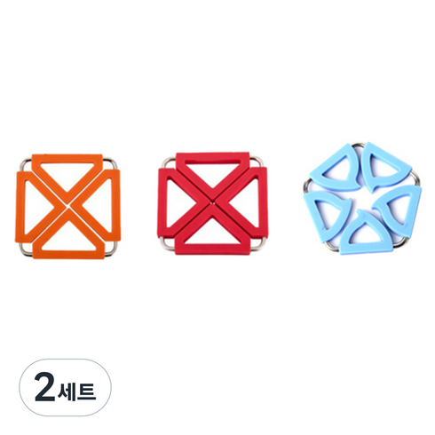 듀얼 냄비 받침대 사각 오렌지 + 레드 + 오각 블루, 혼합 색상, 2세트