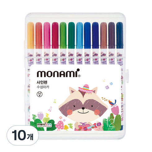 모나미 모니주 사인펜 여, 12색, 10개