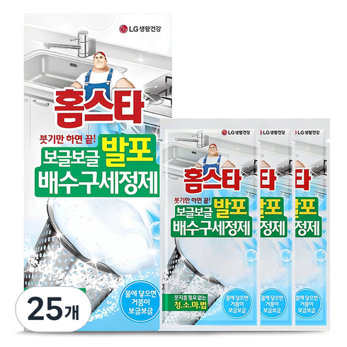 홈스타 보글보글 발포 배수구 세정제, 120g, 25개