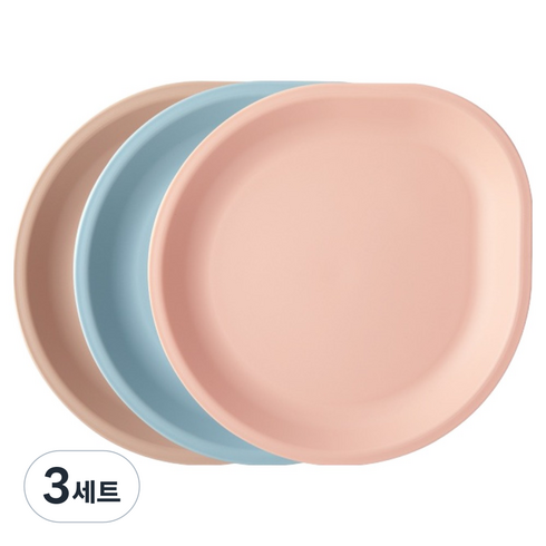 에디슨 플레이트 3종 세트, 베이지, 핑크, 블루, 3세트
