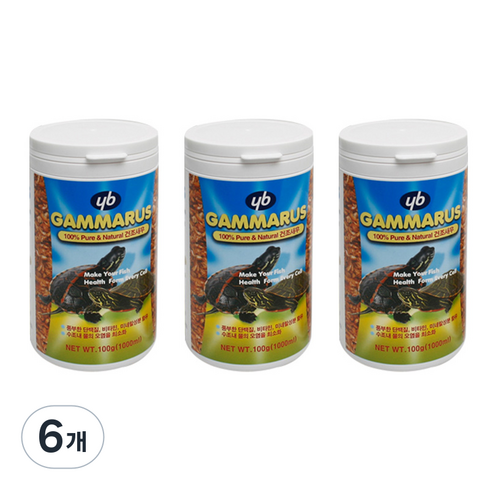 YB 감마루스 네추럴 건조새우 거북이 사료, 1L, 6개