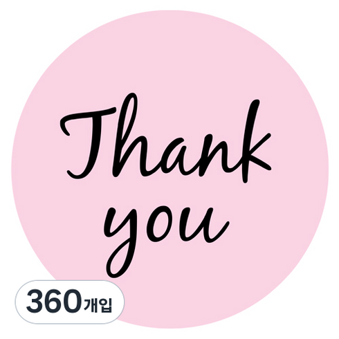 도나앤데코 느낌있는 땡큐 답례품 감사 원형스티커 5cm, 핑크, 360개입