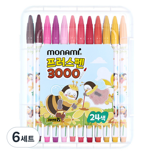 모나미 펭수 프러스펜 24색 세트, 혼합색상, 6세트