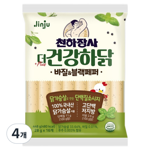 건강하닭 천하장사 더 건강하닭 바질 블랙페퍼, 448g, 4개