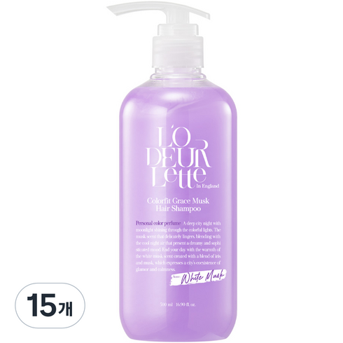 로더렛 인 잉글랜드 컬러핏 샴푸 화이트 머스크향, 500ml, 15개