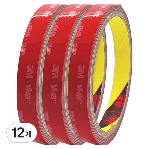 쓰리엠 VHB 초강력 아크릴폼 그레이 양면테이프 12mm x 1.5m, 12개