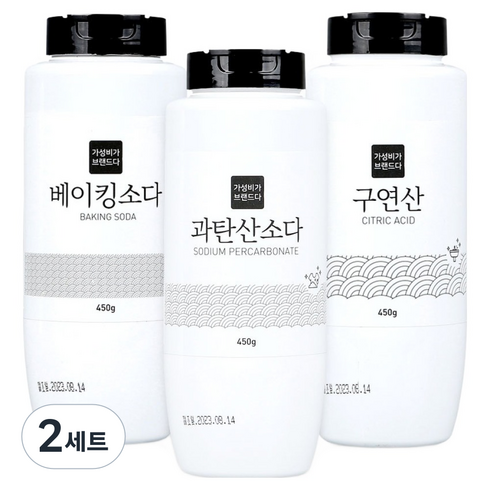 가성비가브랜드다 베이킹소다 450g + 과탄산소다 450g + 구연산 450g 세트, 2세트