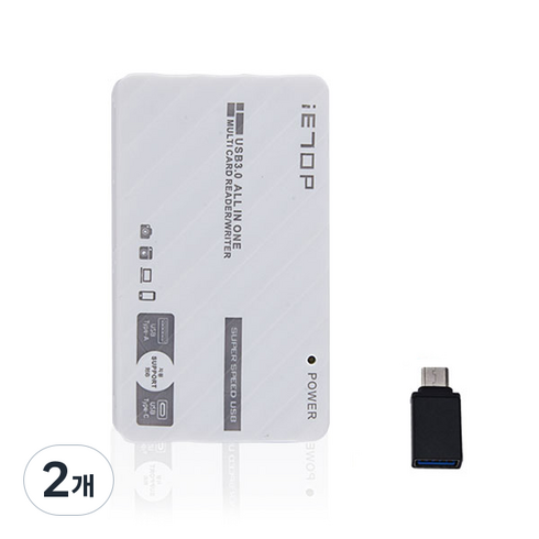 이탑 USB3.1 올인원 멀티카드리더기 + OTG C타입 젠더, C3-07, 화이트, 2개