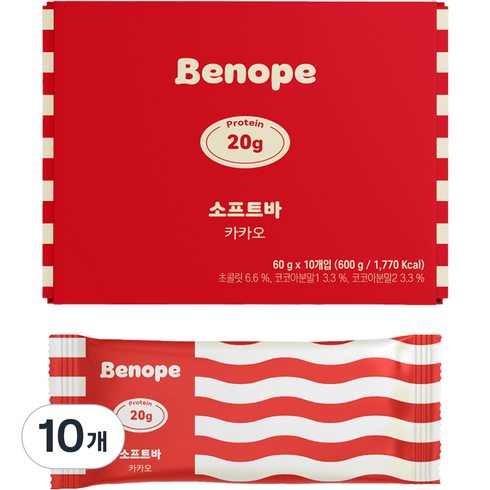 베노프 소프트바 프로틴바 카카오 10p, 600g, 10개