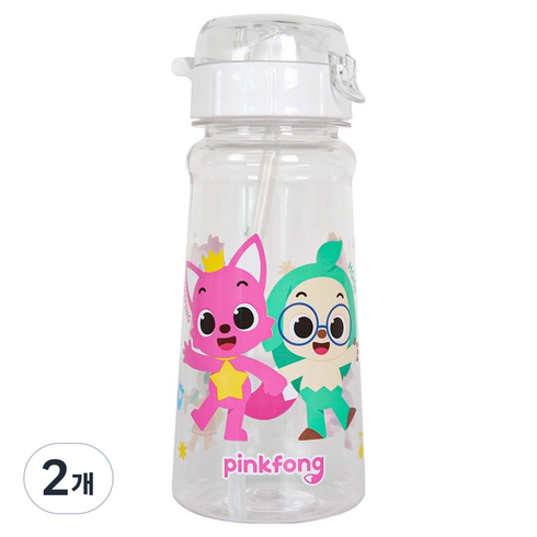 아이조움 핑크퐁 큐티 빨대 물통, 혼합색상, 2개, 450ml