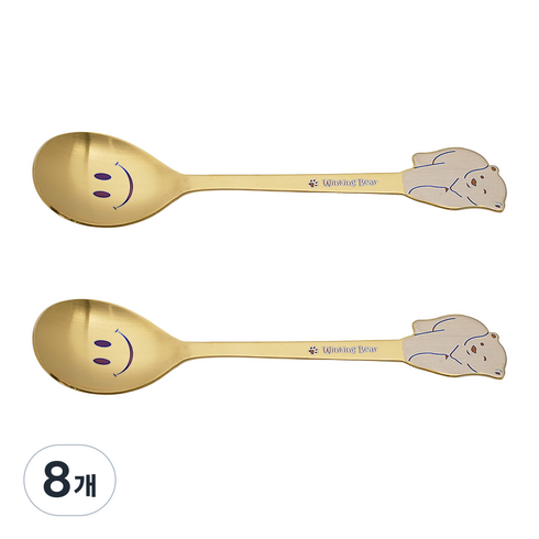 테이블아트 윙킹베어 티타늄 어린이 숟가락 2p, 무광골드, 단품, 8개