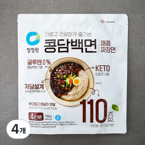 청정원 콩담백면 매콤짜장면 4인분, 750g, 4개