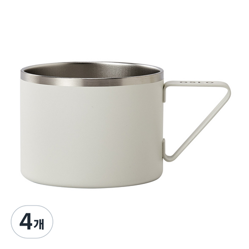 오슬로 스텐 316 트리곤 머그 350ml, 화이트, 4개