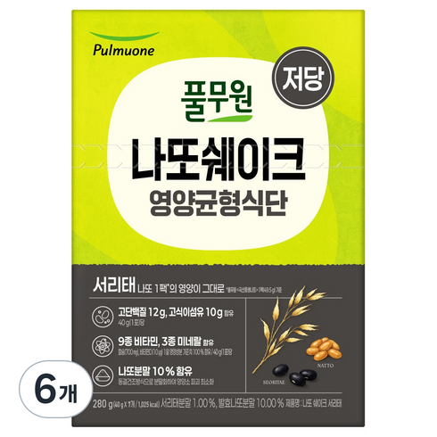 풀무원 나또 쉐이크 서리태 7p, 280g, 6개