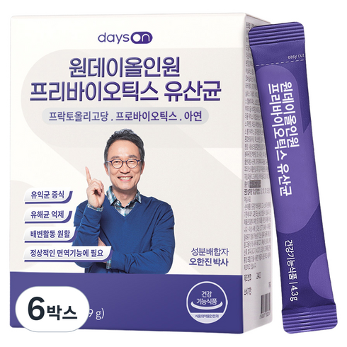 데이즈온 원데이 올인원 프리바이오틱스 유산균 30포, 6박스, 129g