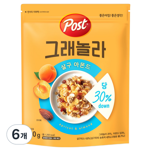 포스트 그래놀라 살구 아몬드, 310g, 6개
