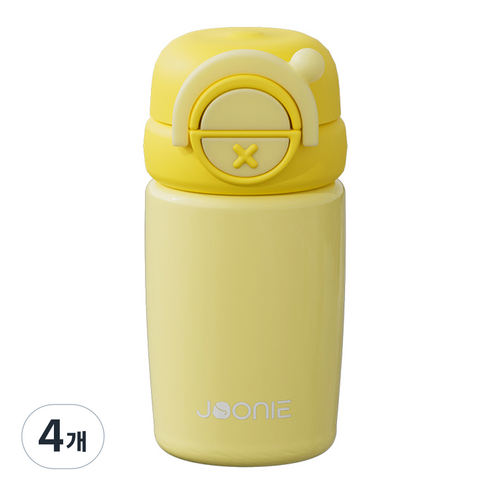 주니 스테인레스 빨대 텀블러, 240ml, 4개, 옐로우