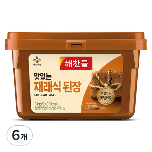 해찬들 맛있는 재래식 된장, 3kg, 6개