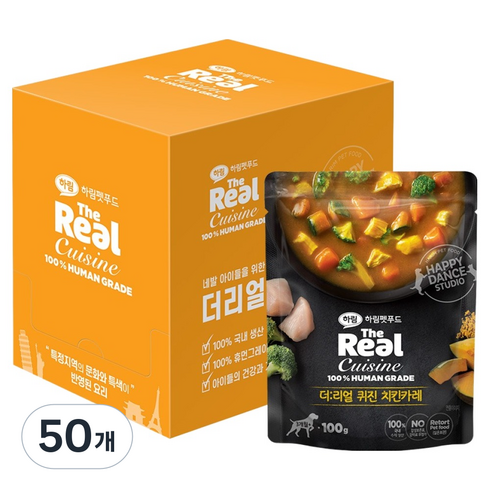 하림펫푸드 강아지 더리얼 퀴진 치킨카레 습식사료, 닭, 100g, 50개