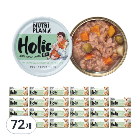 동원뉴트리플랜 홀릭 강아지 간식캔, 혼합맛(흰살참치/야채/과일), 85g, 72개