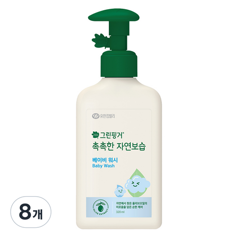 그린핑거 촉촉한 자연보습 베이비 워시, 320ml, 8개