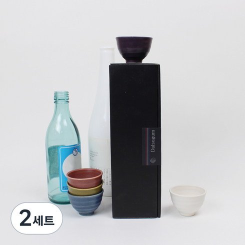 달소금 국산 도자기 골뱅이 오색 소주잔 세트, 혼합색상, 2세트