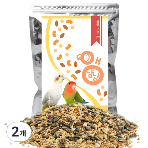 앵냠냠 왕관 모란 앵무새 먹이, 3kg, 2개